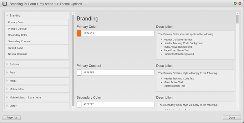 Maestro brand theme options configuration.